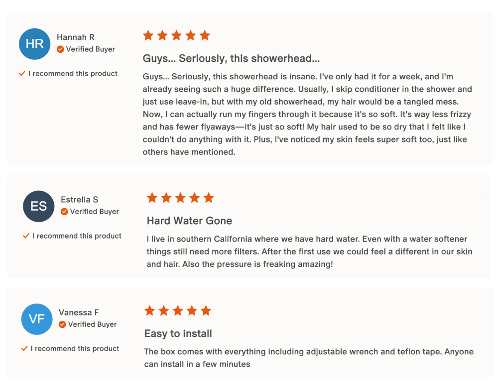 Afina Showerhead Reviews